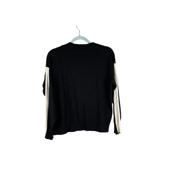 Marina V Paris Colorblock Cashmere Blend V-Neck Sweater Black T4 - Picture 8 of 8